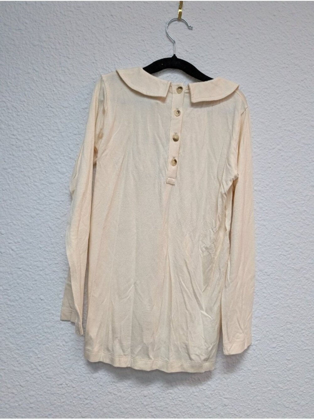 Kate Quinn Bamboo Oatmeal Off White Peter Pan Collar Tee Top 8Y Long Sleeve - Picture 4 of 4